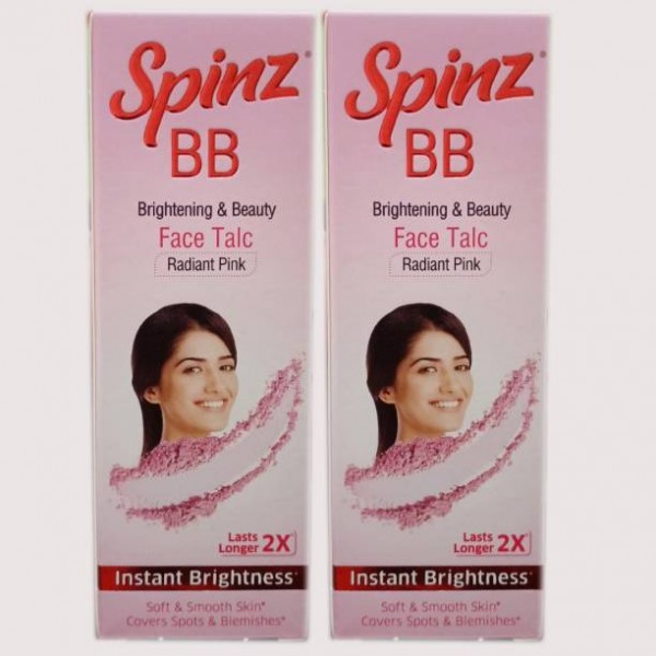 Spinz BB brightening and beauty face talc radiant pink 40g