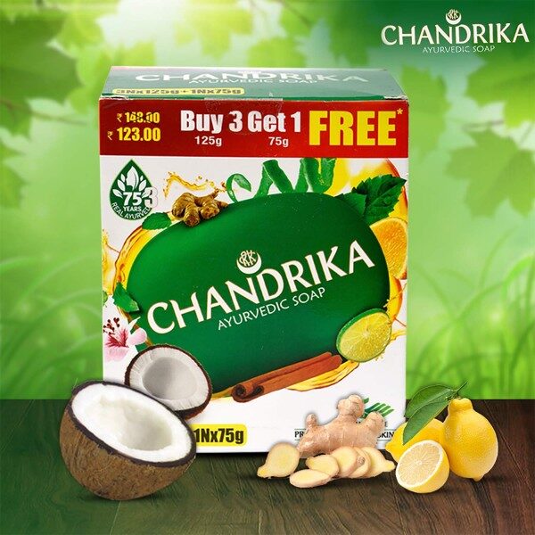 Chandrika ayurvedic soap buy 3 125g Get 1 75g Free