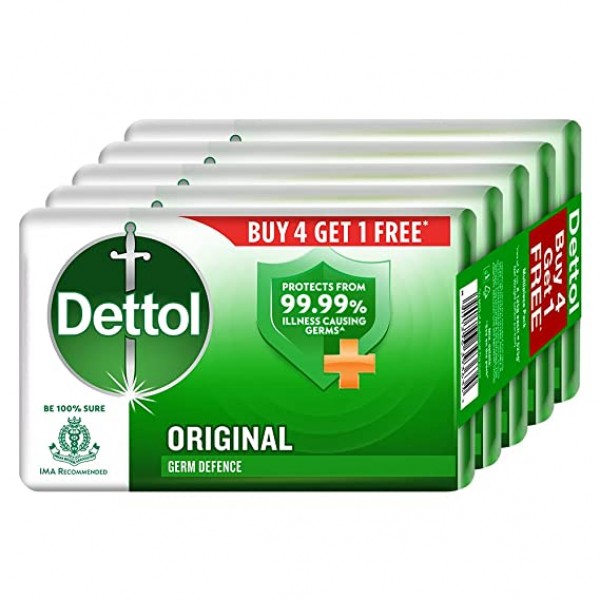 DETTOL ORIGINAL GERM DEFENCE 5 SOAP PACK 175ML HANDWASH WORTH 42RS FREE DOUBLE PROTECTION OFFER PACK