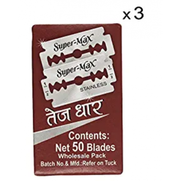 Vidyut Supermax Stainless Blades, Silver (Pack of 3)