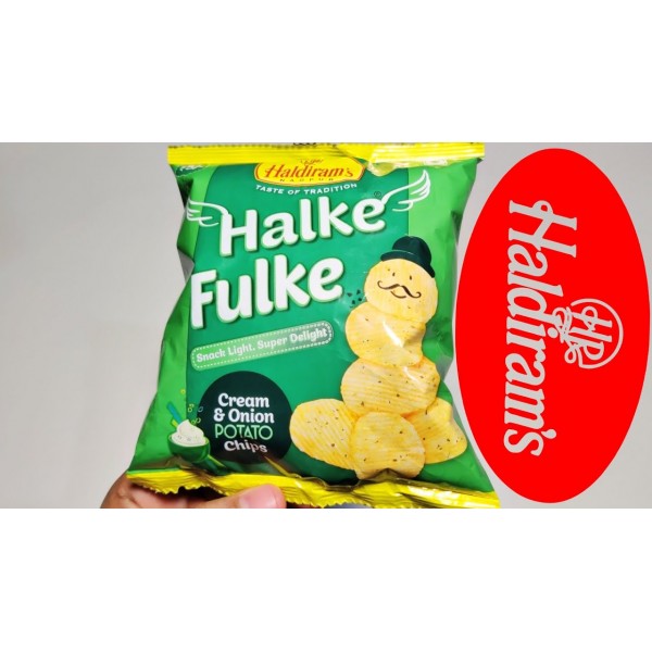 haldiram hallke fulke  salted cream and onion chips 40g extra