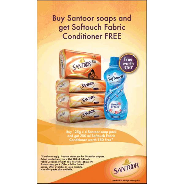 Santoor 4+Softouch 200ml free